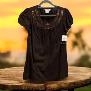 St Johns Bay blouse with sequins NWT size Small 34$ great gift idea